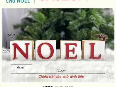 Bộ chữ NOEL xí ngầu vuông [Bằng gỗ - Dày] CHUGO-17